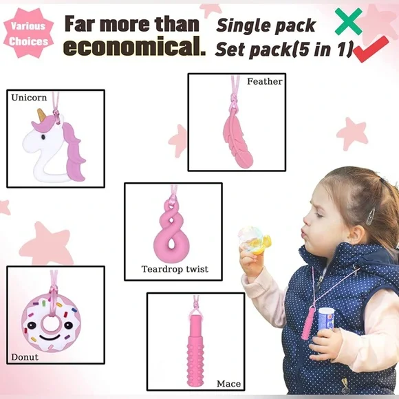 Chew Necklaces for Sensory Kids 5 pcs - Picture 4 of 7